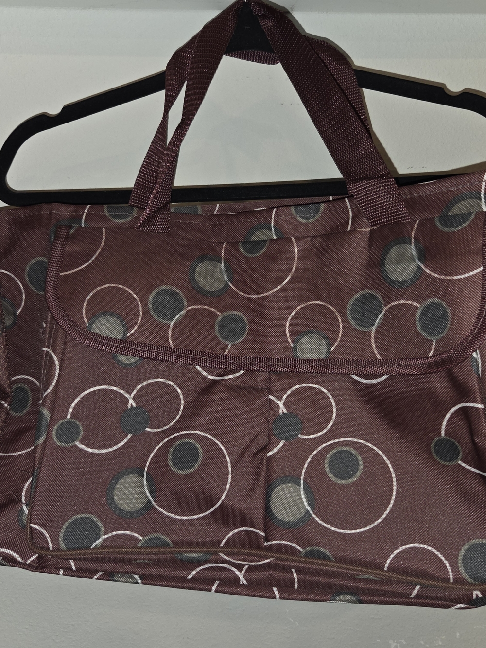 Maroon Diaper/Utility Circle-Print Bag